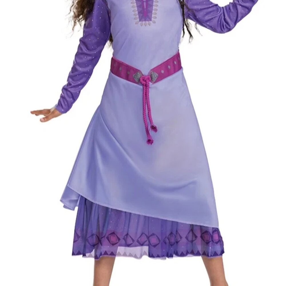 Disney Wish Asha Costume Dress Girls M 7–8 Purple Long Sleeve